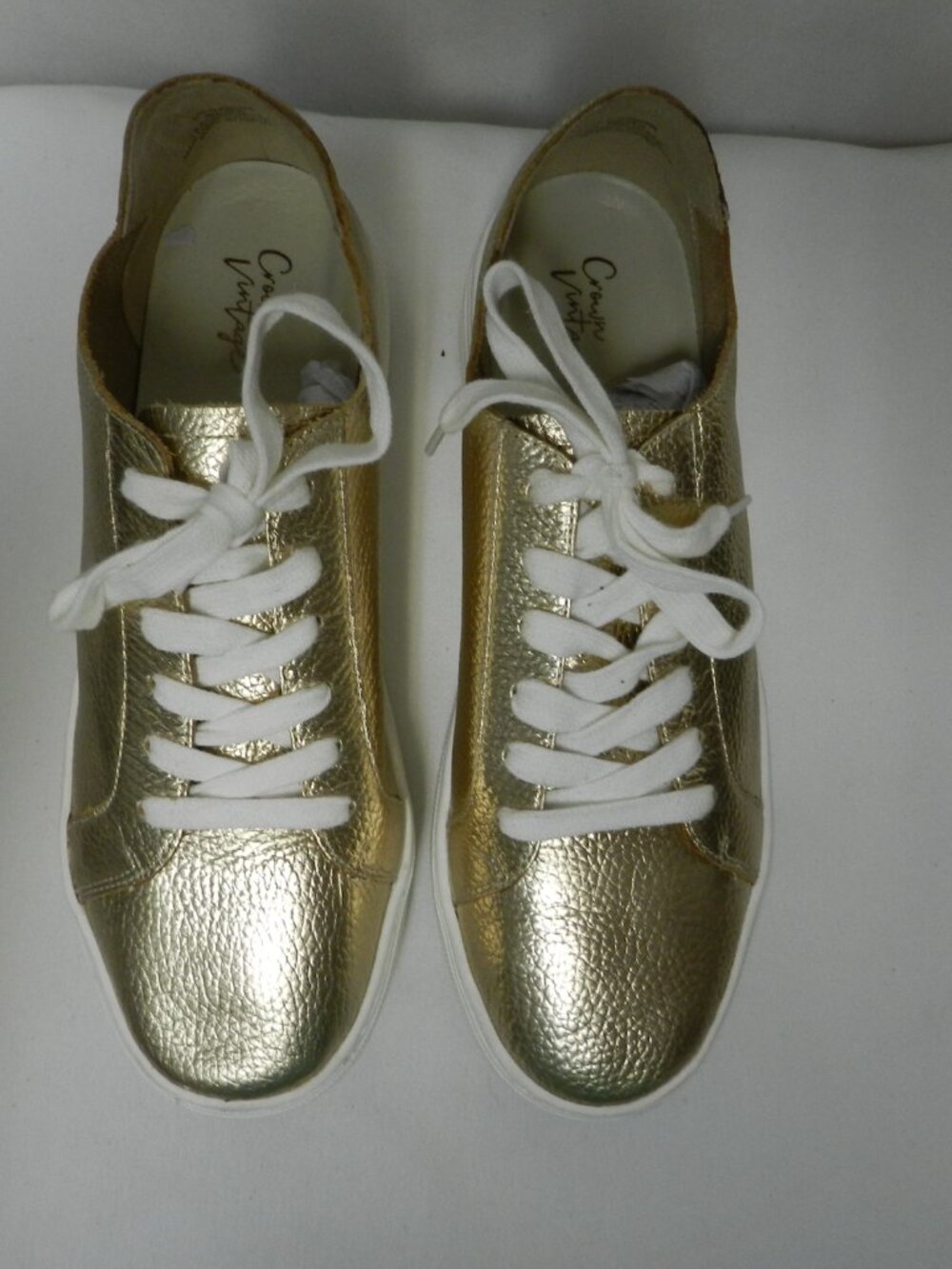 Crown Vintage Gamina gold Leather Platform sneakers tennis shoes Casual Size 8 - Picture 5 of 14